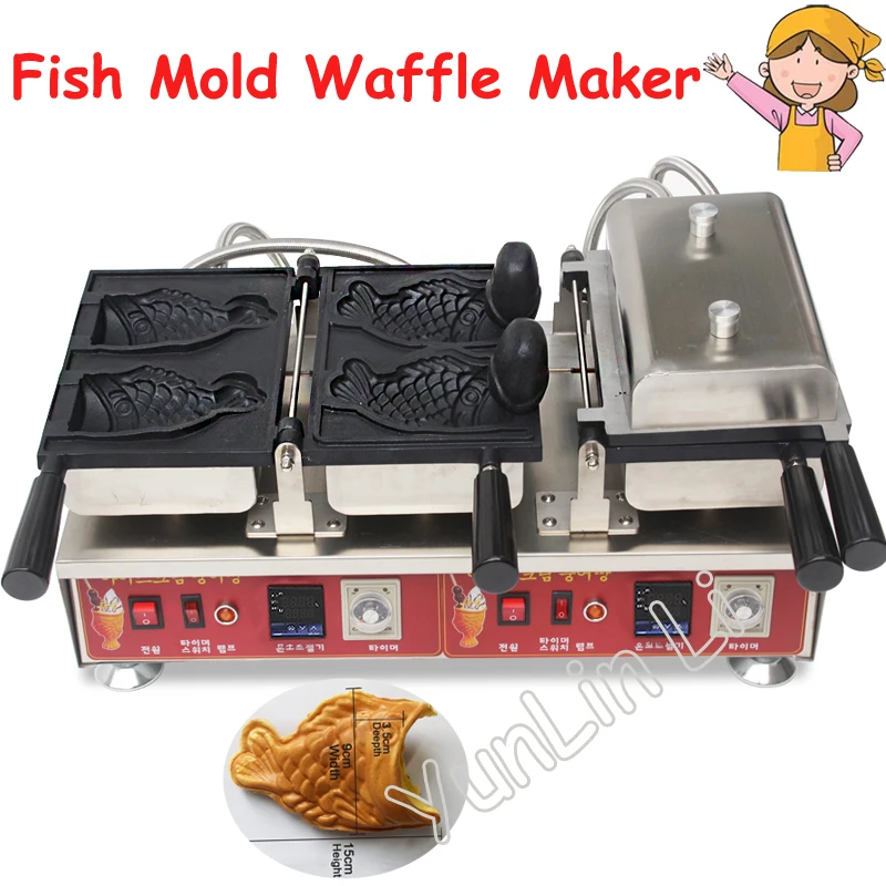 

3.2KW Fish Mold Waffle Maker Commercial Fish-shaped Cup Machine Non-stick Fish Shaped Ice Cream Cone Machine NP-784