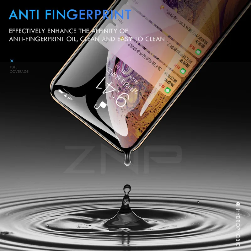 ZNP 15D Gebogene Rand Vollen Abdeckung Screen Protector glas auf die Für iPhone X XS Max XR Screen