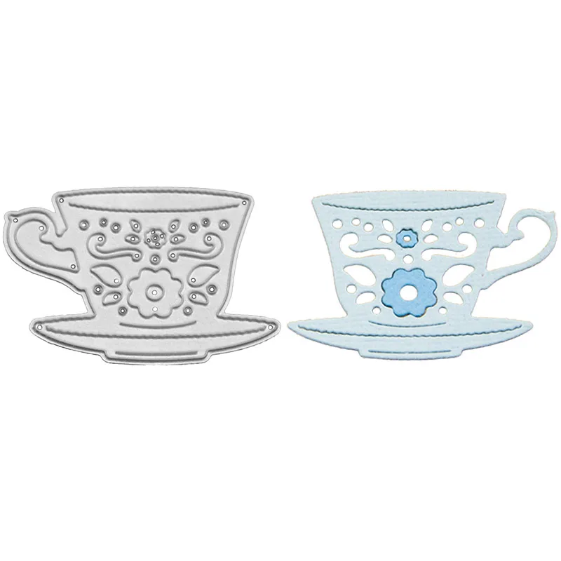 

Flower Tea Cup Metal Cutting Dies Scrapbooking DIY Album Embossing Folder Paper Cards Maker Template Decor Stencils Crafts Dies