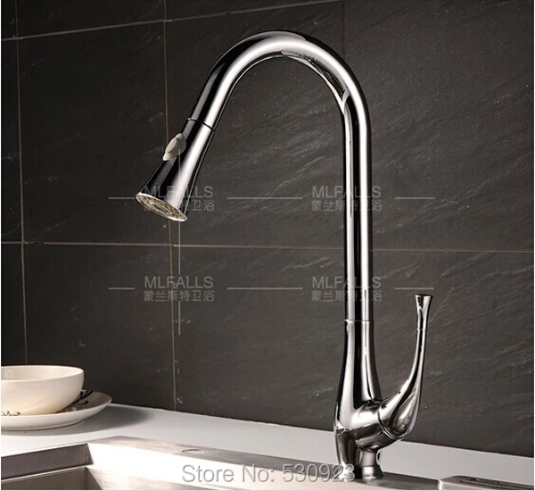 

Chrome Finish Kitchen Sink Vessel Faucet Mixer Tap Singlle Handle Single Hole Deck Mounted