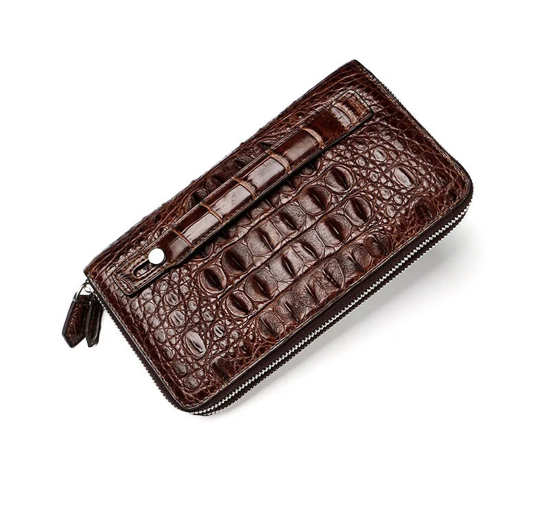 Настоящий крокодиловый узор Кошельки для монет держатель для карт из натуральной кожи мужской кошелек-портмоне Мужская Аллигатор длинный клатч сумка с двойным замком