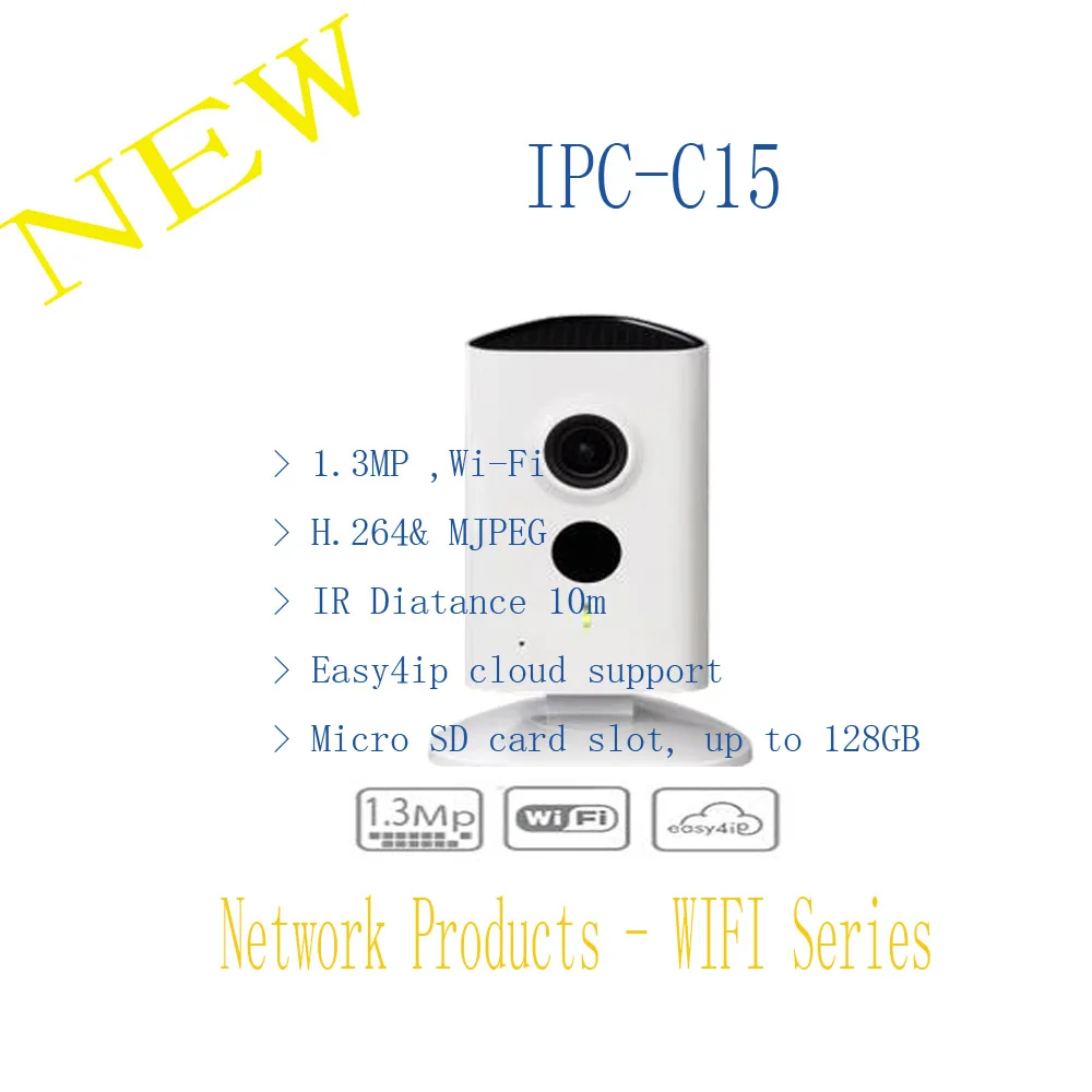 Free Shipping DAHUA 1.3MP HD C series Wi-Fi Camera with 10M IR Indoor IP Camera Security Camera Without Logo IPC-C15