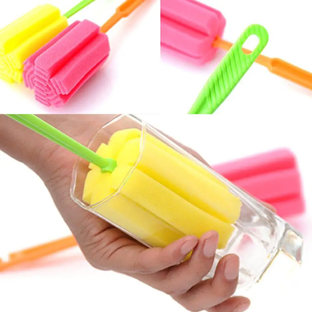 

1Pc Portable Bottle Water Cup Sponge Brush With Handle Cleaner Home Tableware Washing Cleaning Kitchen Tool Random Colors