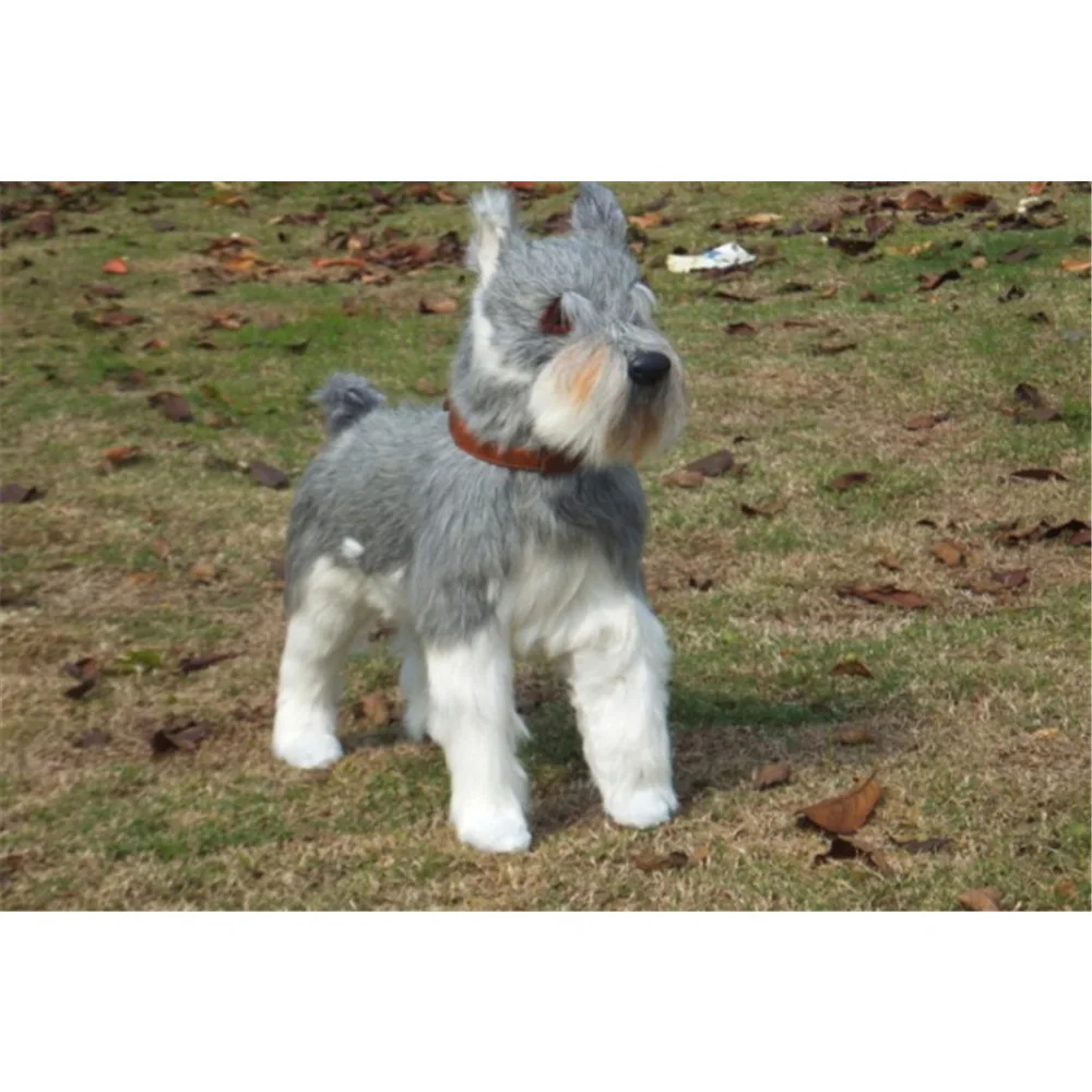 Realistic Gray Schnauzer Plush Toys for Children Simulated Dogs Animals Doll