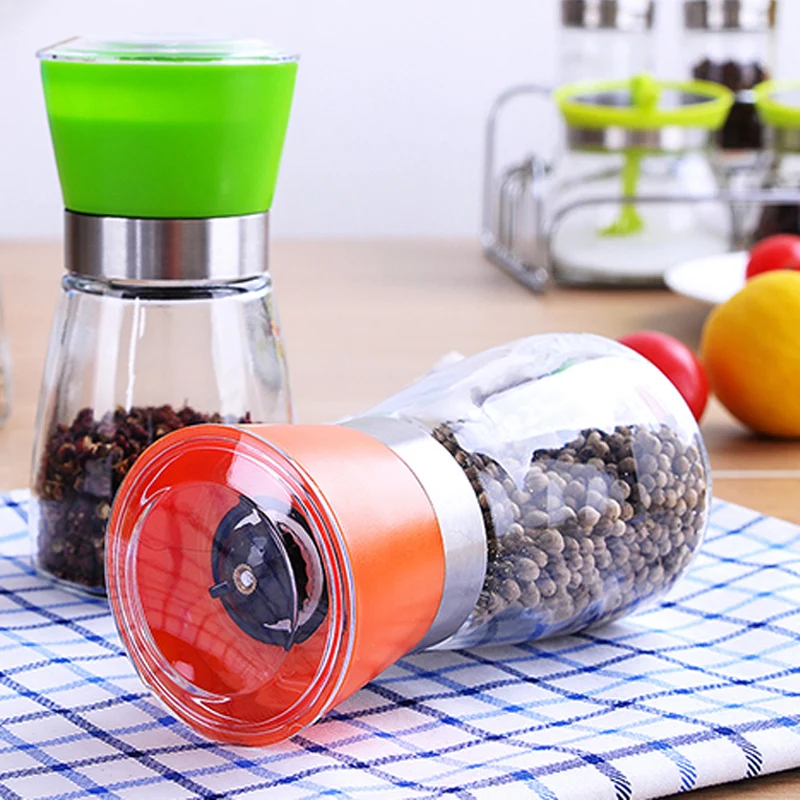 Pepper Grinder Mill Glass Body Herb Spice Grinding Muller Hand Manual