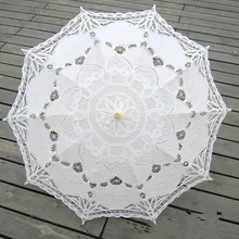 Модный зонтик от солнца, хлопковый Вышитый свадебный зонтик, белый, слоновая кость, Баттенбург, кружевной зонтик, Свадебный зонтик, украшения