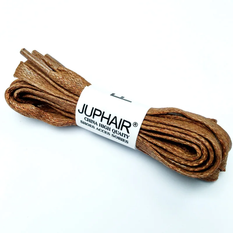 JUP1-12 Pair Yellow Brown Waxed Cotton Flat Shoelaces Leather Shoestring Boot Sport Shoelace Unisex Sneakers Shoe Lace wholesale
