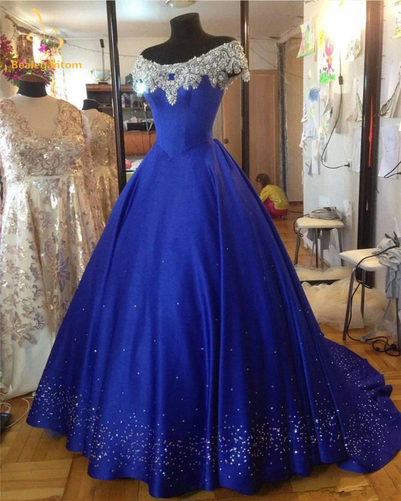 Bealegantom Royal Blue Satin Quinceanera Dresses 2018 Appliques Beading ...