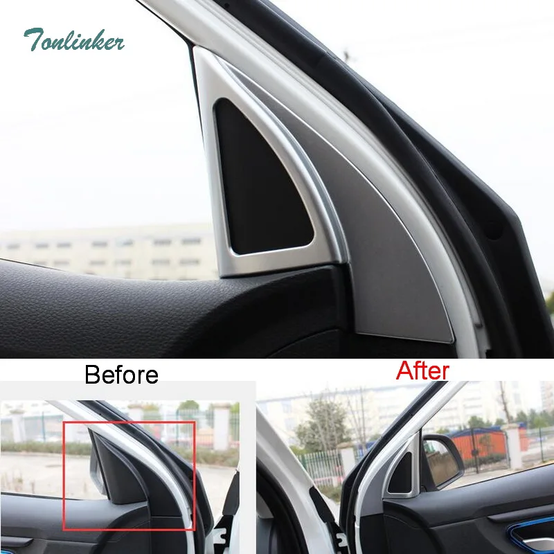 

Tonlinker Cover sticker for KIA K2 RIO 2017-18 Car styling 2 pcs ABS Matte door tweeter speaker position cover case stickers