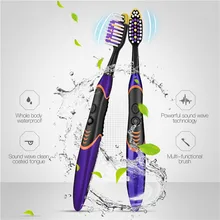Портативный дорожная звуковая зубная щетка сменная насадка для зубных щеток AAA Батарея Мощность Водонепроницаемый зубные щетки зубы очищающий, отбеливающий PJ