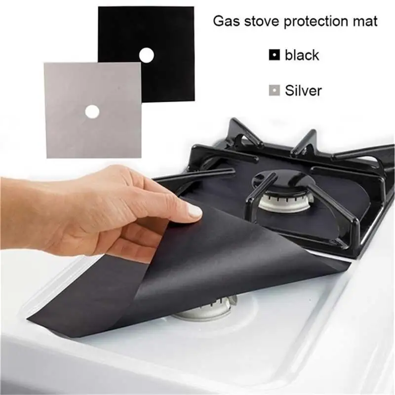 4PCS Reusable Gas Stove Protector Cover Aluminum Foil Cooker Burner Cover Non-Stick Sheeting Mat Pad Clean Liner For Kitchen A35