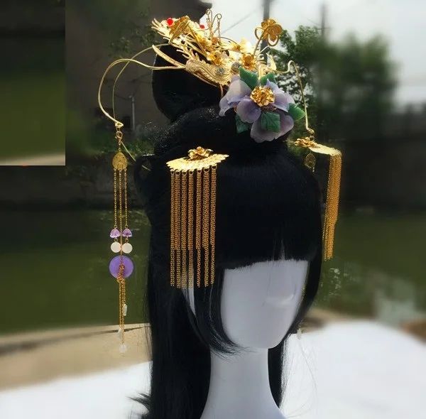 3 designs Xu Hui Princess Hair Tiara Hair Jewelry for TV Play Legend of Chinese Empress Wu Meiniang of Great Tang Dynasty