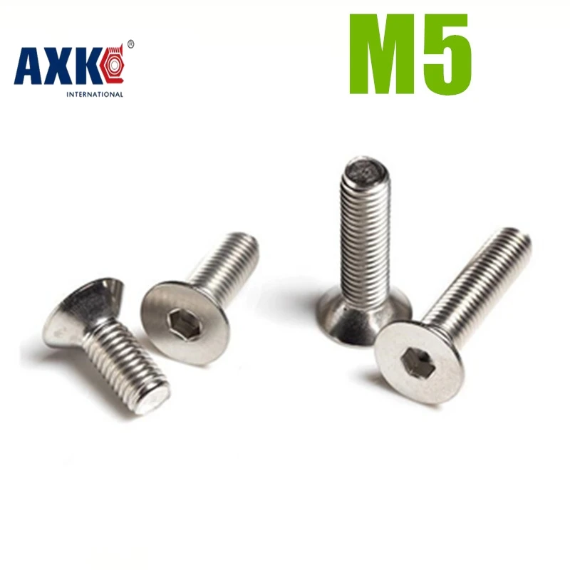 

Parafuso Wood Screws 50pcs Din7991 M5 Flat Countersunk Head 304 Stainless Steel Hex Socket Cap Screw M5*6-8-10-12-14-16-20-100