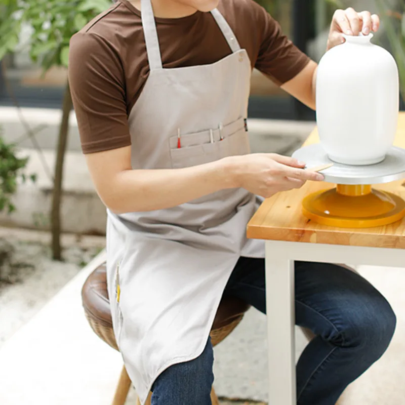 Skup Długi biały szary płótno Crafting fartuch malarski artysta szuflada malarz Smock Carpenter Potter ogrodnik drewno pracownik odzież do pracy B84