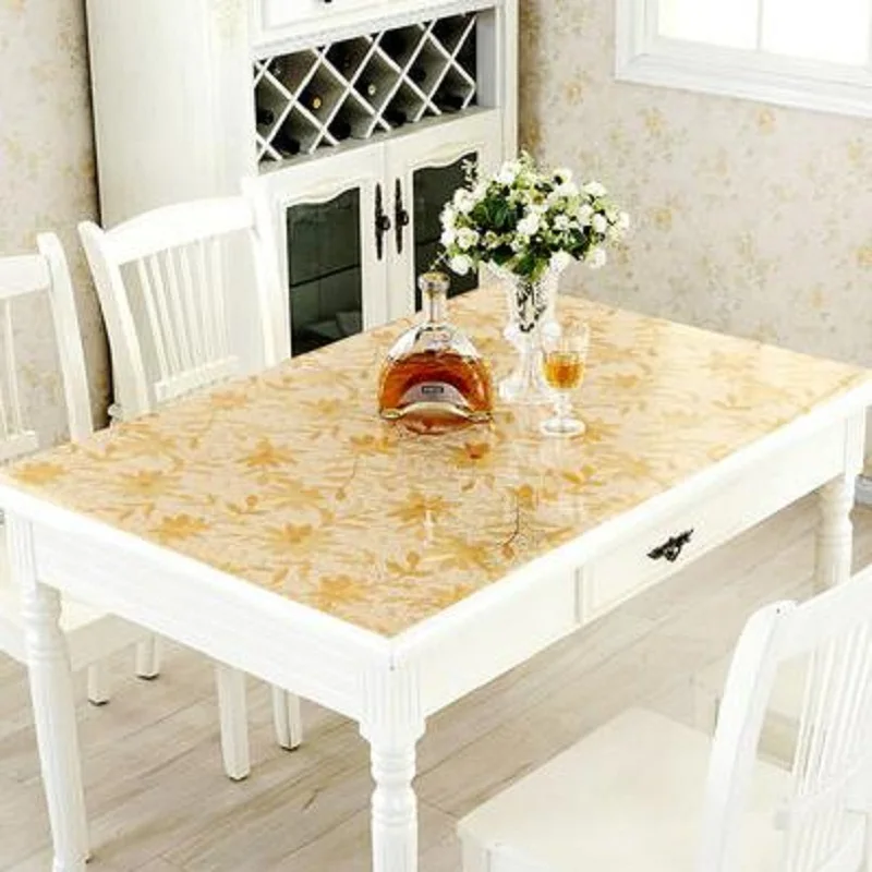 

Waterproof and hot proof PVC soft glass tea table cloth TV counter plastic table cloth