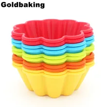 Goldbaking толстые силиконовые Формы для кексов цветочные формы для выпечки тортов 10 шт