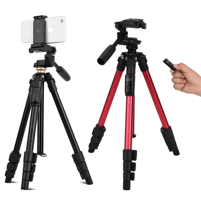 Q160A bluetooth phone tripod & flip leg lock mini camera tripod with handle pan head and