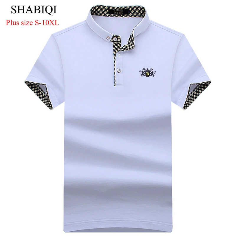 

SHABIQI New 2019 Summer Men Polo Shirts Short Sleeve Cool Cotton Slim Fit Casual Business Men Shirts Luxury Brand Size S-10XL