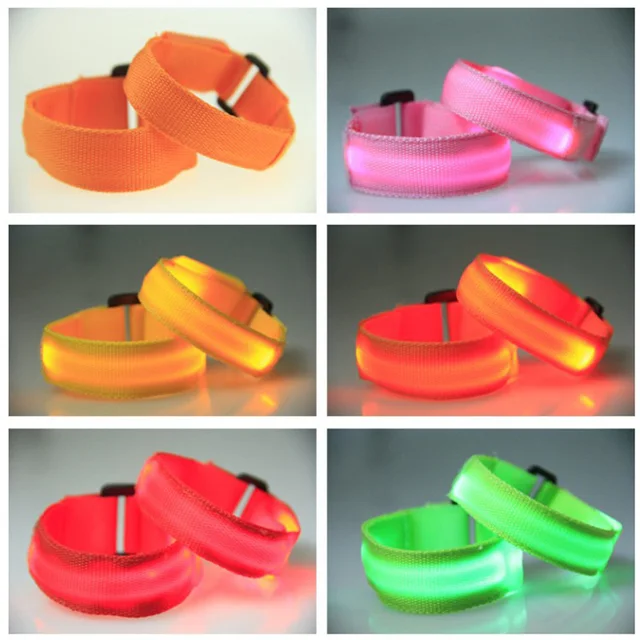 2 Pcs LED Flashing Wrist Band Bracelet Arm Belt Light Up Glow Dance Party Decor LBShipping