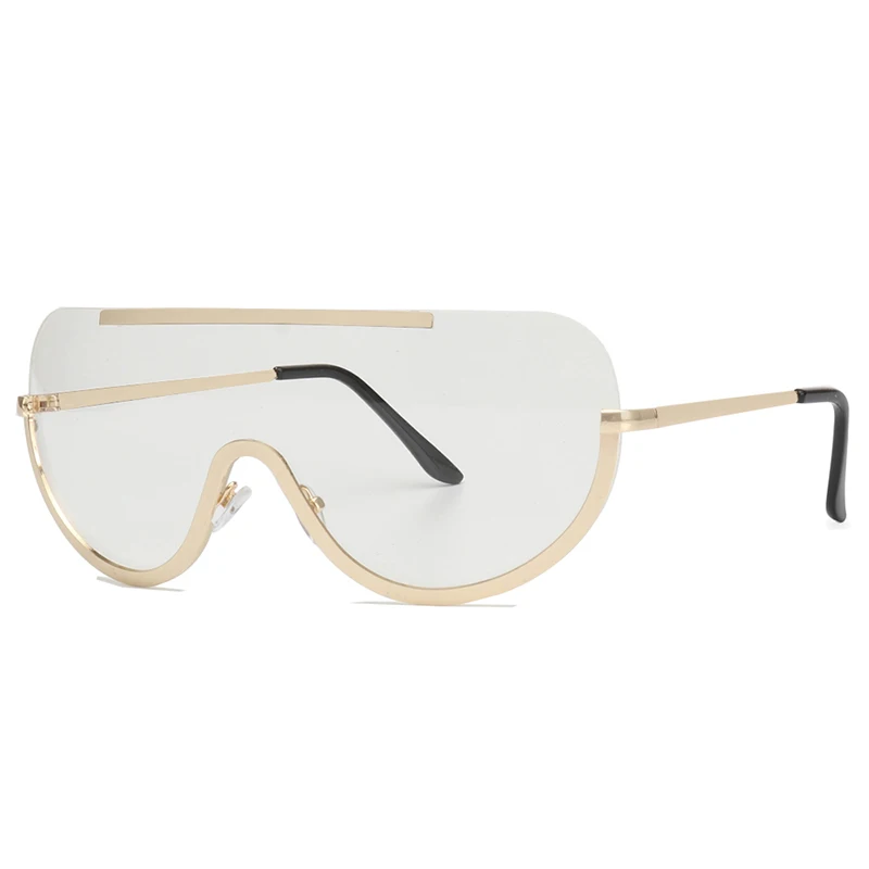 Королевский в ретро стиле Для женщин солнцезащитные очки негабаритных щит металла половину кадра очки Frame ss622 - Цвет линз: Gold Clear