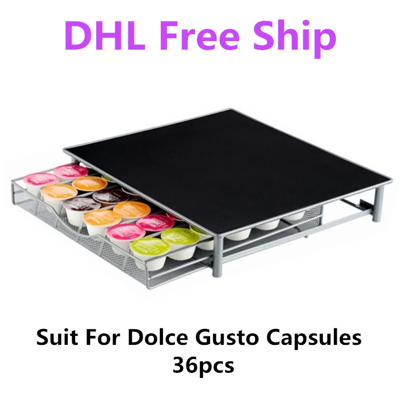 

Metal Coffee Pod Holder Iron Chrome Coffee Pod Holder Storage Drawer Coffee Capsules Organizer for 36pcs Dolce Gusto Capsules