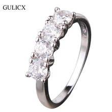 GULICX абсолютно новые кольца с кристаллами для женщин серебряного цвета, круглые Кристальные CZ циркониевые обручальные свадебные украшения R167