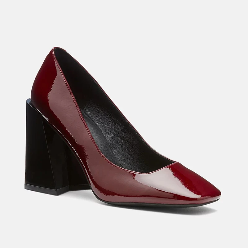 Dulce Dedo Patente Alta on Delgados Zapatos Del Damas Madura De Tacones Mujer Bombas Pie Super Cuadrado Ocio Cuero 2019 Básicos Slip Ty01 Moda wqqaI0