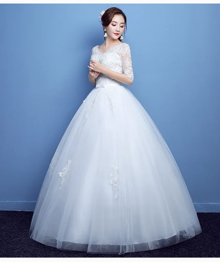 Элегантное свадебное платье с коротким рукавом и кружевной аппликацией, кружевные свадебные платья с круглым вырезом и бисером, недорогие свадебные платья с кристаллами