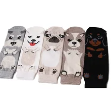 Дизайн, женские милые носки с собаками, милые носки с рисунками, Южнокорейский стиль, модные хлопковые носки без пятки с принтом, носки-тапочки, meias