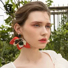 Luxury Special Design Big Flower Earrings for Women Female New Fashion Acrylic Trendy Statement Jewelry Wedding Gifts Wholesale