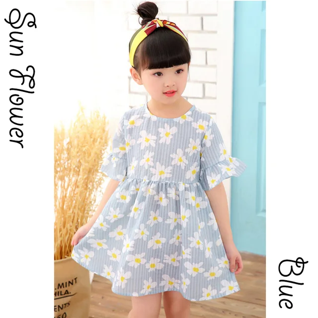 Fashion Sun Flower Dresses For Children Girls Summer Dress With Flare ...