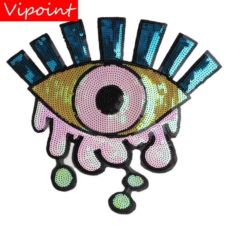

VIPOINT embroidery Sequins big eyes patches tears patches badges applique patches for clothing JW-24