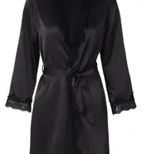 Сексуальные кружевные лоскутные халаты из искусственного шелка женские пижамы кардиган халат с поясом неглиже 7 цветов Новая домашняя одежда