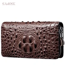 Кошелек с крокодиловым узором из искусственной кожи, мужской клатч, высокое качество, деловой кошелек на двойной молнии, вместительный кошелек
