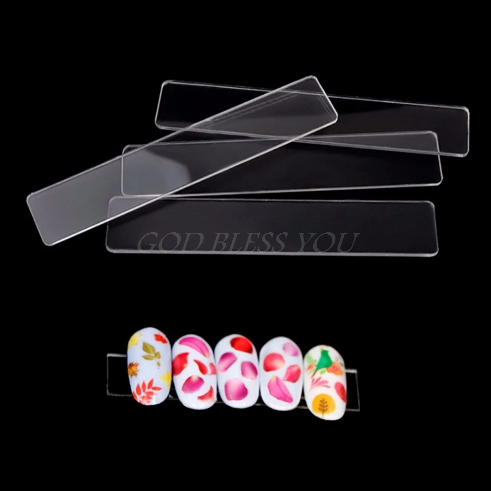 

10PCS Professional Clear Acrylic Nail Art Tips Strips Training Practice Display Stand Holder