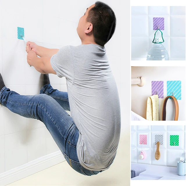 10 Pac Wall Mounted Magic Sticky Hook Bathroom Towel Hooks Hanging 10 Pac Wall Mounted Magic Sticky Hook Bathroom Towel Hooks Hanging Holder Multi Function Hanger Accessories