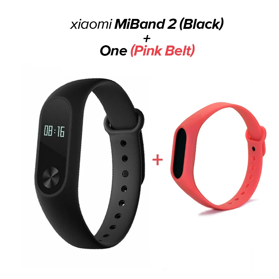 Xiaomi mi Band 2 mi band 2 фитнес-трекер монитор сердечного ритма OLED дисплей тачпад Bluetooth 4,0 для Android IOS - Цвет: Black N Pink