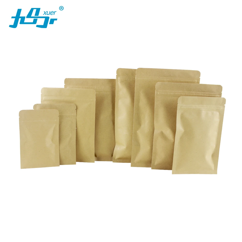 Download 10*15CM,100pcs Wholesale Brown Kraft paper flat inside foil Zip Lock bag Reusable coffee zipper ...