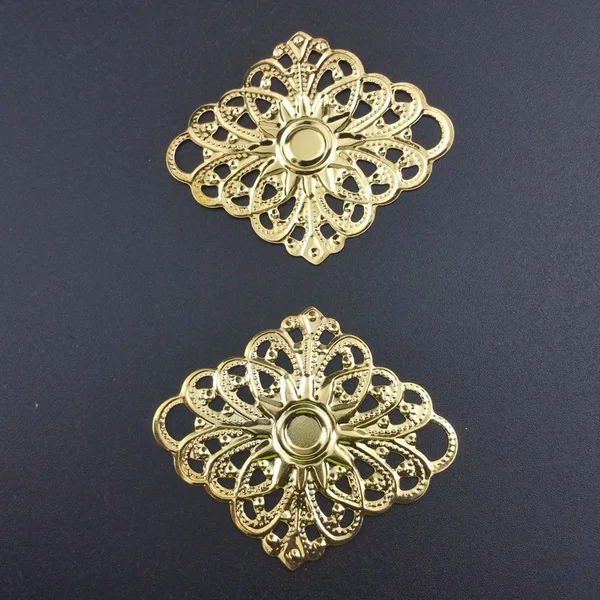 gold 40mm 20pcs 10-20 шт./партия ложечки металлические филигранные цветы срез амулеты База Установка ювелирных изделий DIY компоненты - Цвет: gold 40mm 20pcs