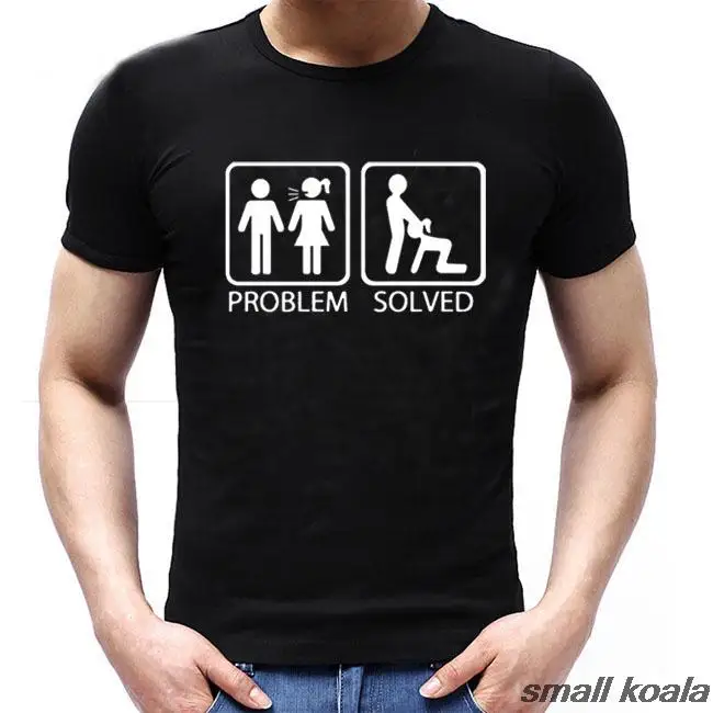 

New 2016 Fashion funny T Shirts Men Hiphop Streettwear T-shirt 100% Cotton printed problem solved Short Sleeve Top Tees