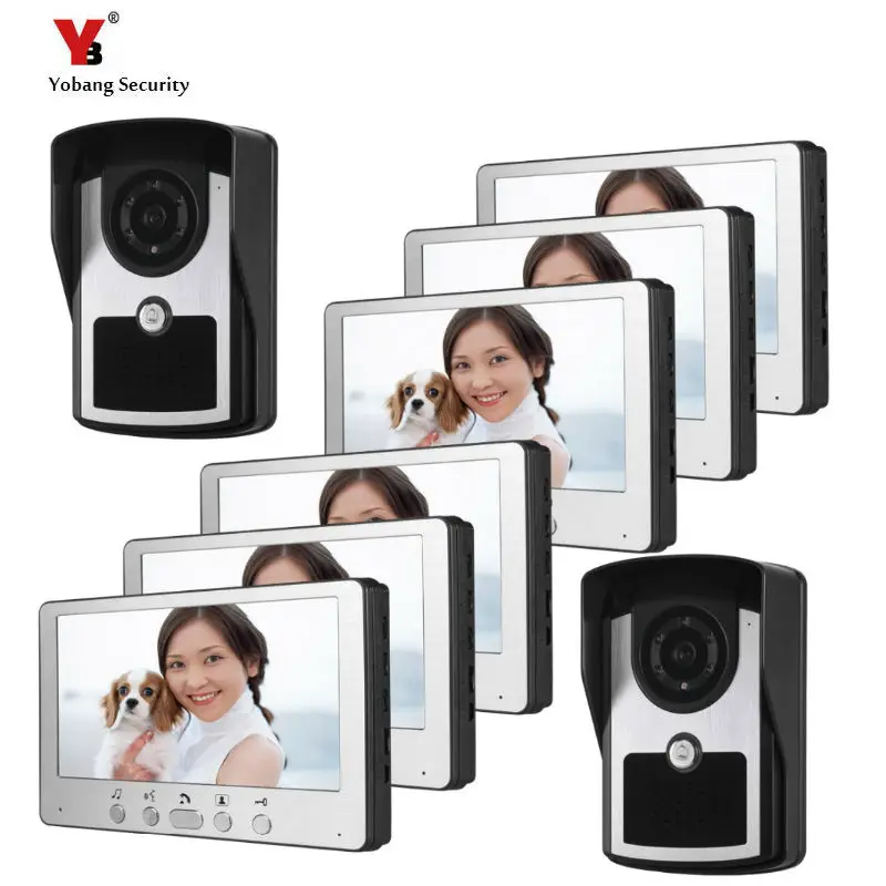 Wired 7'' Video Intercom System doorphone 2 Camera with Door Bell Color Video Door Phone 6 Monitors for Multi- Apartments/ home Wired 7'' Video Intercom System doorphone 2 Camera with Door Bell Color Video Door Phone 6 Monitors for Multi- Apartments/ home