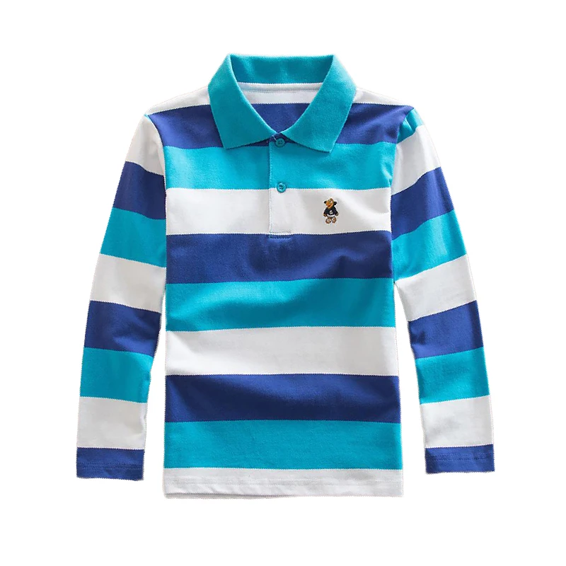 

Spring Fall Boys Long Sleeve Shirt Kids Tops Striped Polo Shirt Breathable Tees Clothes 3 4 5 6 7 Years Children Cotton Clothing