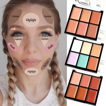 

6 Color Face Highlighter Powder Palette Corrector Concealer Power Palette Contouring Highlighter Bronzer Makeup Powder