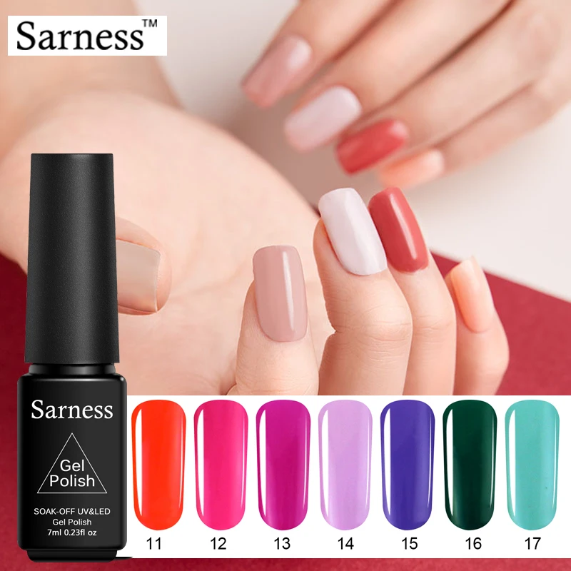 

Sarness Nail Varnish Hybrid Esmalte Gel Lacquer Semi Permanent 7ML Nail Gel Polish for Manicure UV LED 29 Colors Nails Art