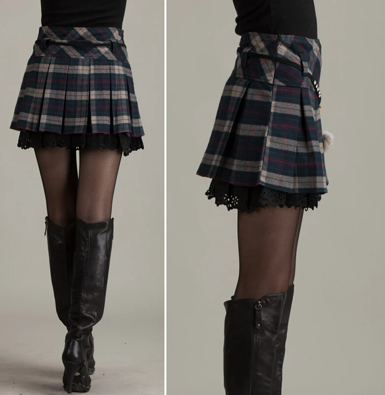 Юбки женские осенние зимние мини-юбки модные женские большие размеры повседневная юбка в складку с высокой талией клетчатые юбки женские s-xxl