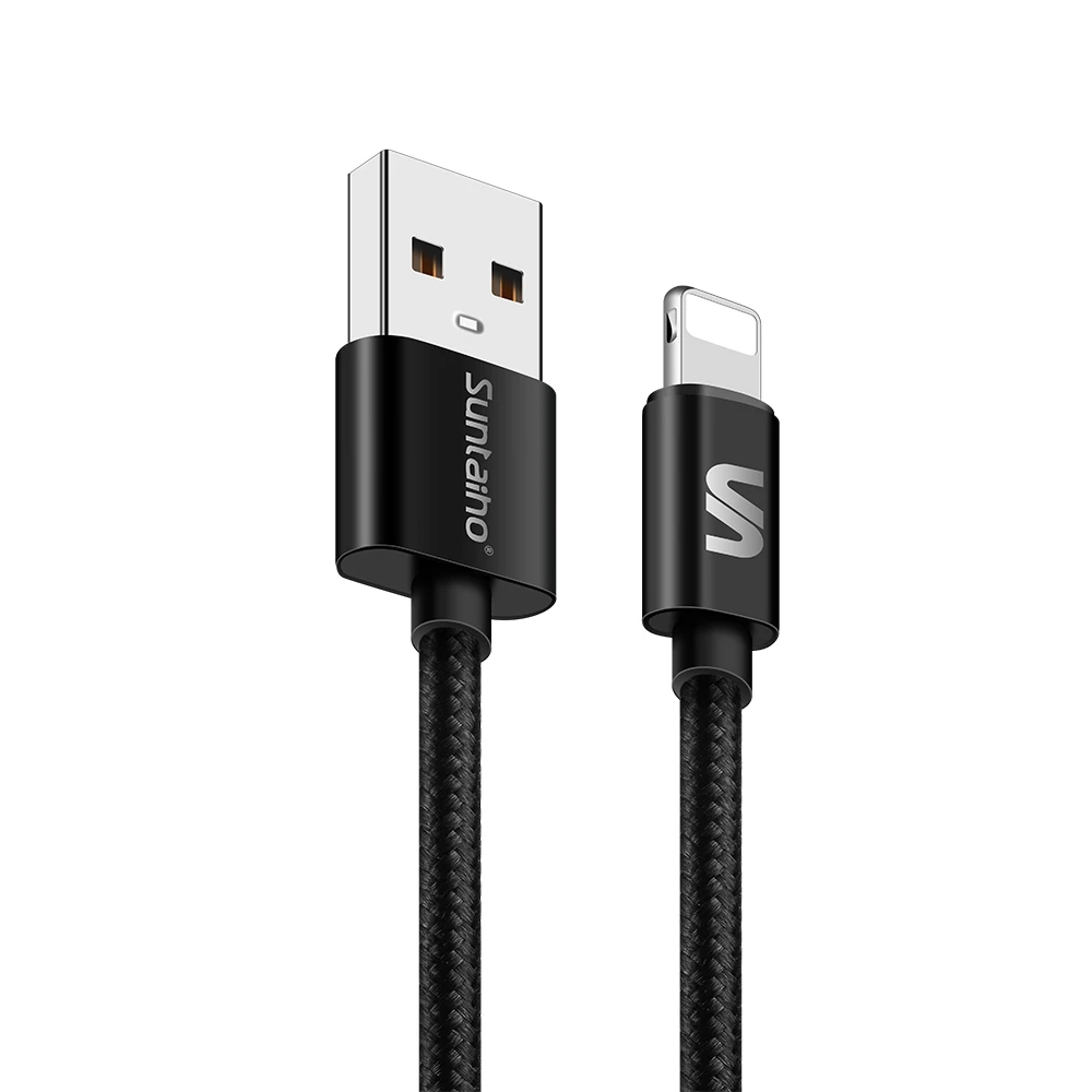 Suntaiho USB кабель для iPhone Xs Max Xr X 8 7 6 6s Plus 5 5S iPad Быстрая зарядка кабель зарядное устройство для мобильного телефона для iPhone шнур для передачи данных - Цвет: Black