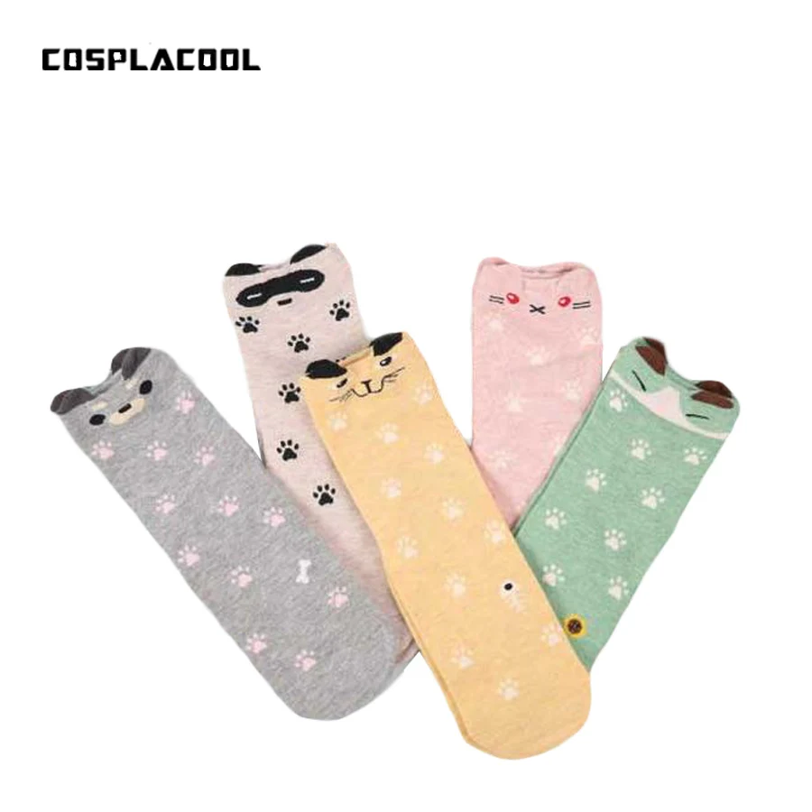 

[COSPLACOOL]New lovely cat pattern women socks breathable absorbent cotton socks four seasons meias feminina chaussettes