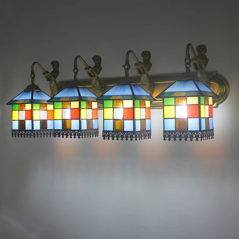 

New light LED Mediterranean bathroom mirror Wall lights Restroom bathroom vanity cabinet makeup mirror lamp Wall Lamps DF25