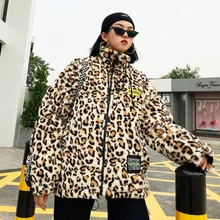 Jasmine Street Hip-Hop Half-high-collar теплая и утолщенная хлопковая мягкая свободная сетка Красная пантера плюшевая куртка пальто BF