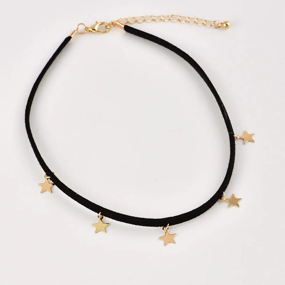 ALYXUY, модное черное бархатное ожерелье-чокер, винтажное ожерелье со звездами, цепочка с подвеской для женщин, ювелирное изделие, подарки
